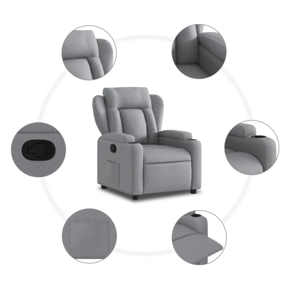 Divano Sedia-Poltrona reclinabile in tessuto grigio chiaro 407982
