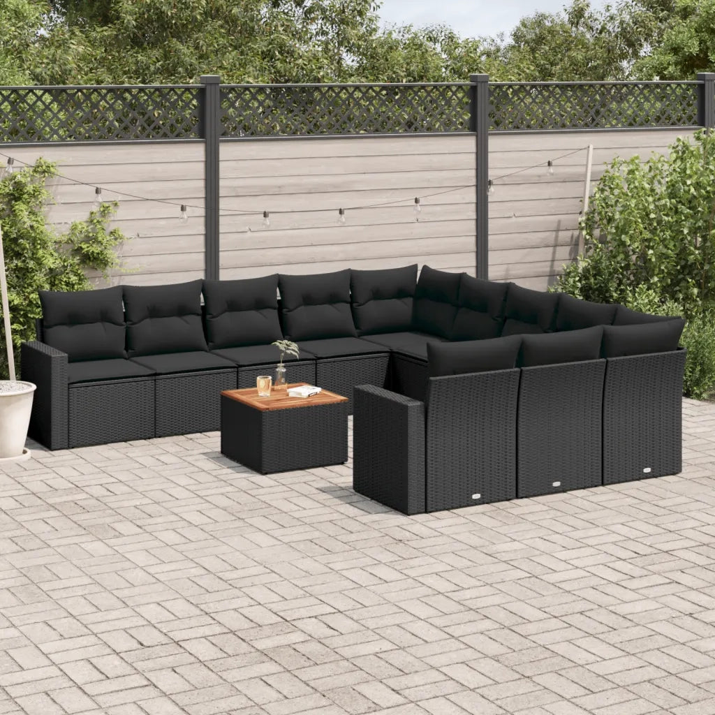 Set Divani da Giardino 12 pz con Cuscini Nero in Polyrattancod mxl 90835