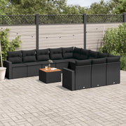Set Divani da Giardino 12 pz con Cuscini Nero in Polyrattancod mxl 90835
