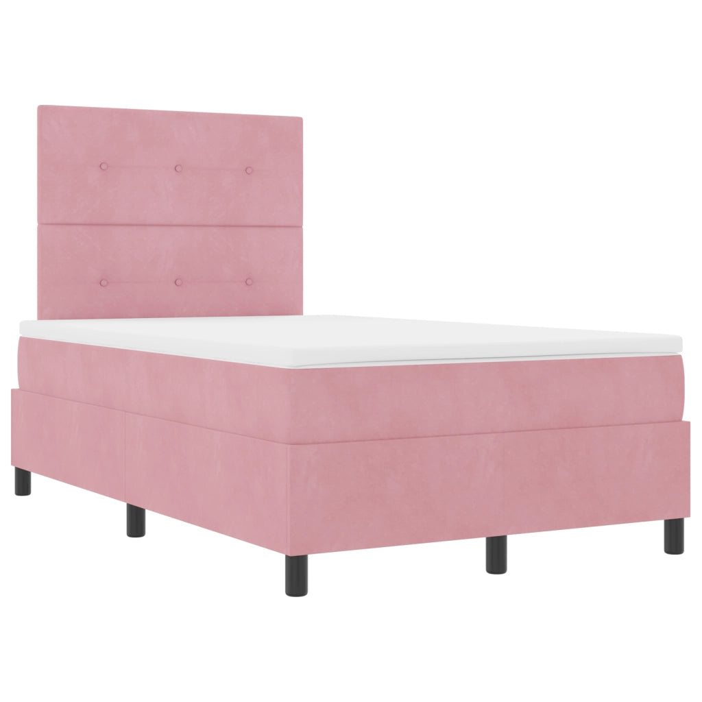 Letto Box Spring con Materasso e LED Rosa 120x190 cm Velluto