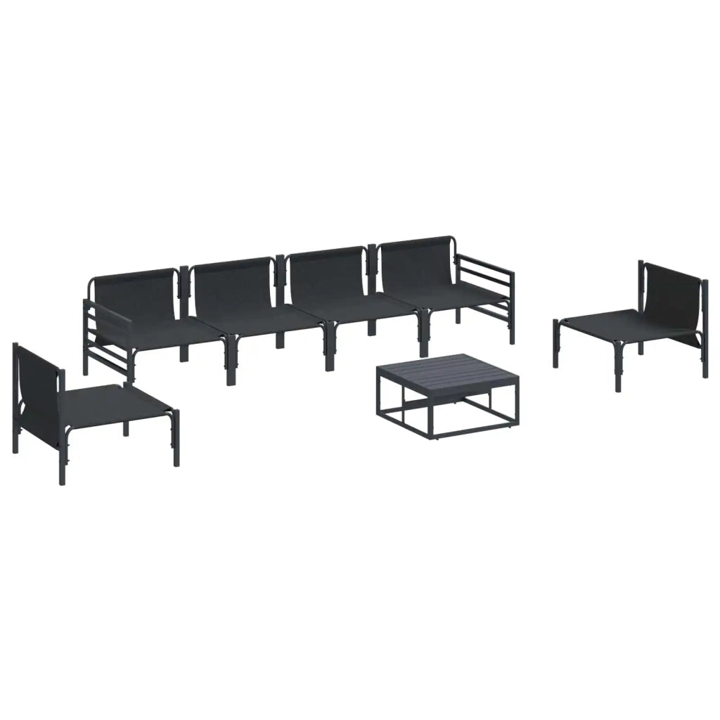 Set Divano da Giardino con cuscino 7 pcs Nero Acciaio 3378977