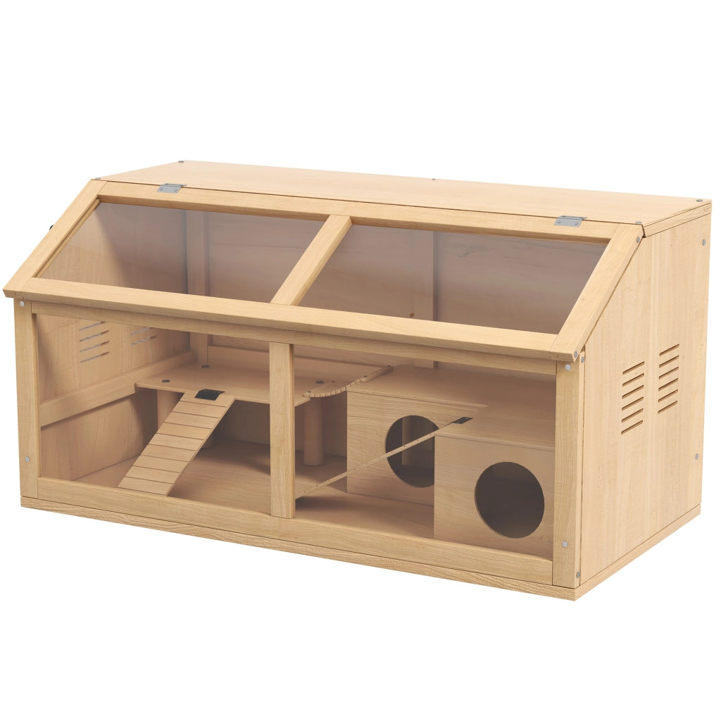 Casetta per Criceti con Piattaforma e Scala in Legno di Pino ¨C zephmum ¨C 85x45x44 cm