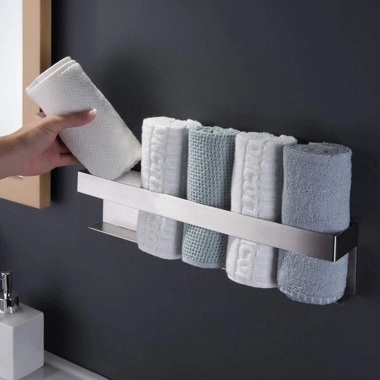 Maniglione per asciugamani in acciaio inossidabile 40cm senza perforazione, maniglione per asciugamani autofix, maniglione per asciugamani in acciaio inossidabile, maniglione per asciugamani da bagno.
