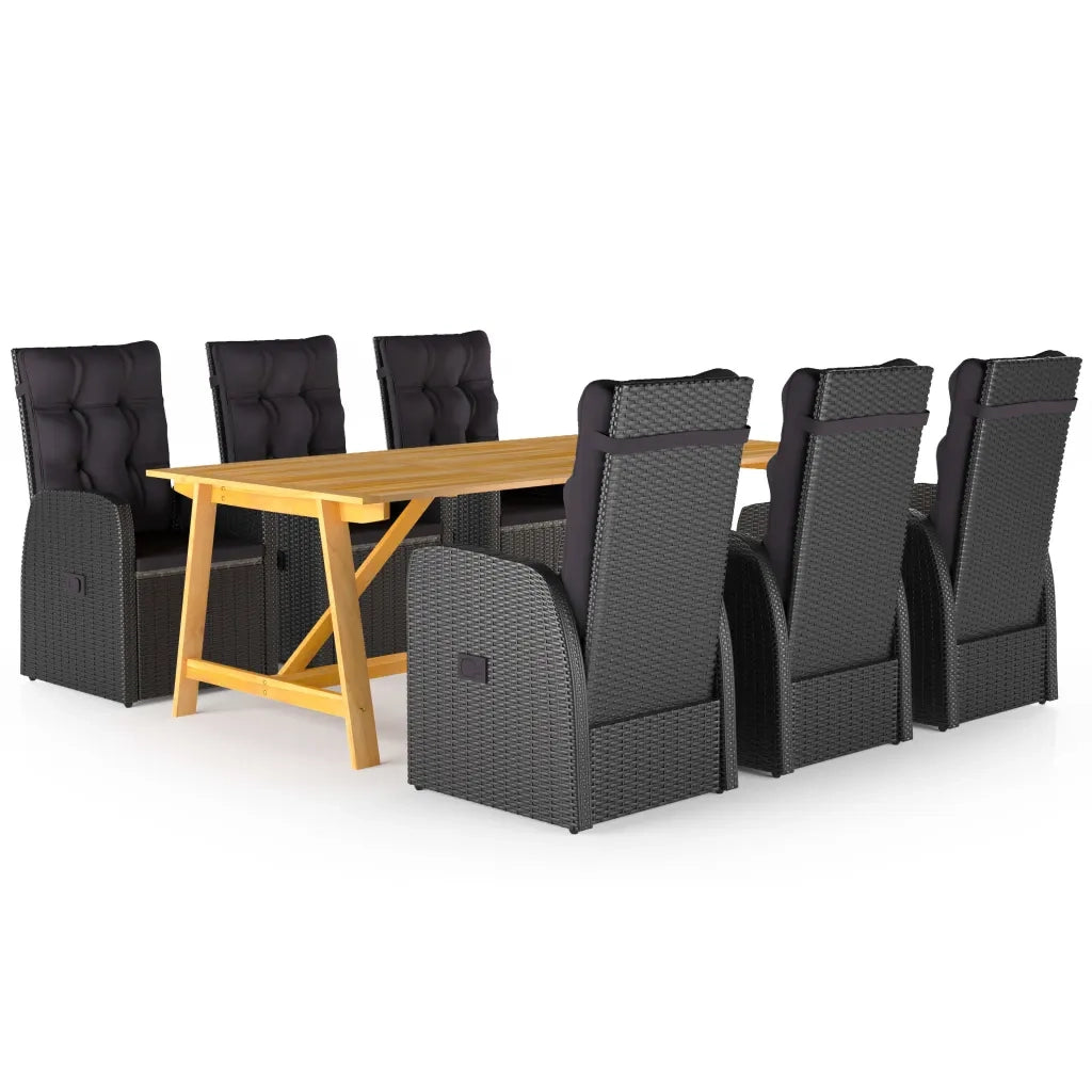 Set Mobili da Pranzo per Giardino 7 pz Nero cod mxl 43604