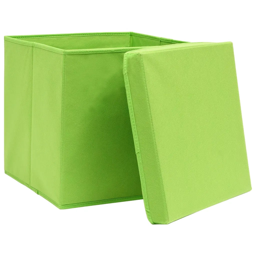 Scatole Portaoggetti con Coperchi 4 pz Verdi 32x32x32 cm Tessuto CFW7062636
