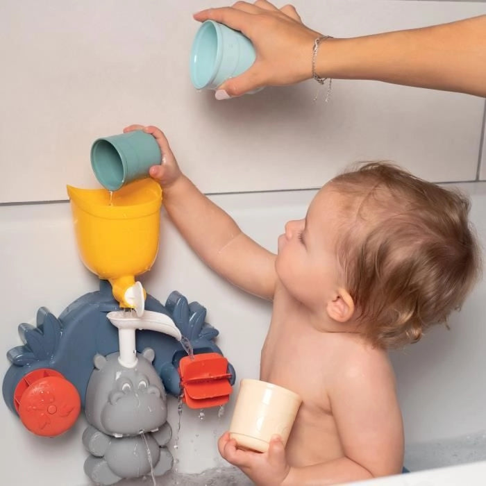 Giocattolo da bagnetto Smoby Little Smoby Hippo - Scivolo e ruote per bambino di 18 mesi - Blu e verde