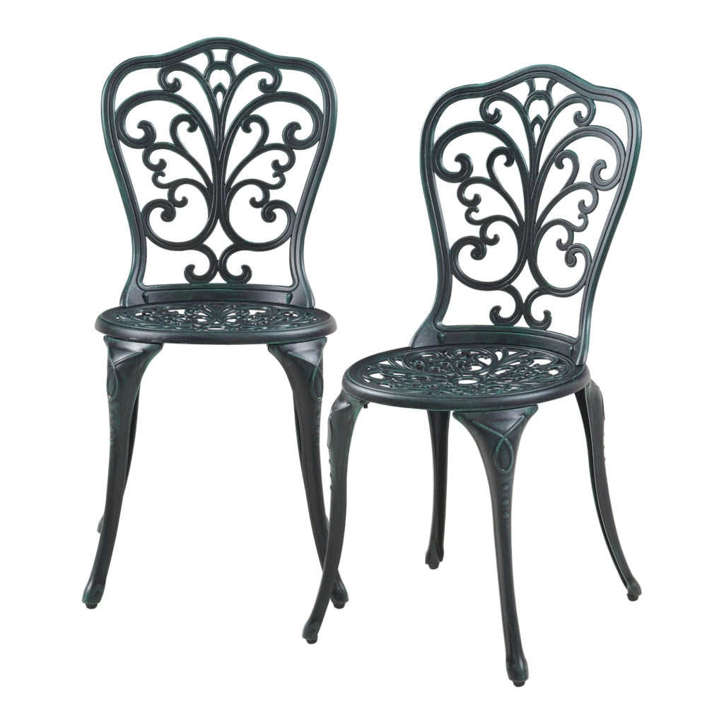 Set da bistrot da giardino grigio scuro con patina verde 03_0010680