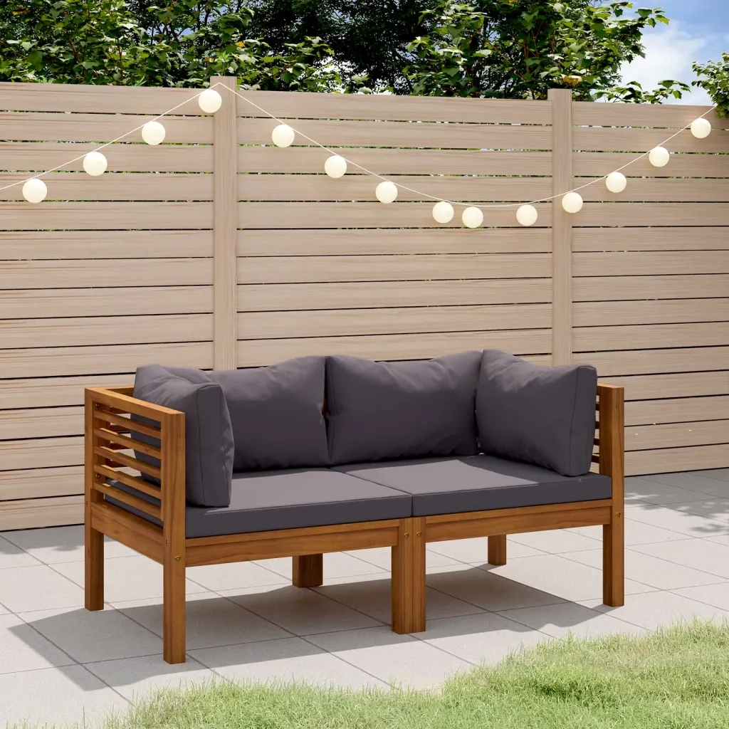 Divano da Giardino 2 Posti con Cuscino-Sofa da Giardino-Divano da esterno Legno Massello di Acacia