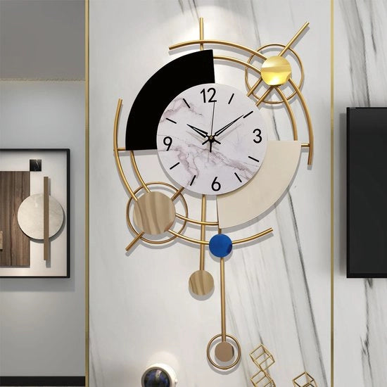 Ora Fissa Grande Orologio da Parete 70x42cm Stile - Design Moderno con Numeri Romani, Nero-Oro - Decorazione di Alta Qualità per Salotto, Camera da Letto & Camera da Pranzo Orologio da Parete