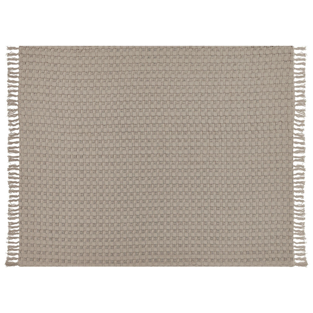 Copriletto in tessuto di cotone tortora 150 x 200 cm con frange Coperta decorativa Biancheria da letto design classico Camera da letto
