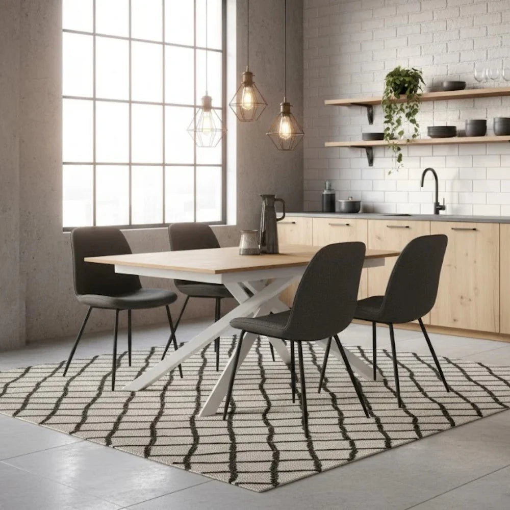 Tavolo da pranzo allungabile effetto rovere naturale naturale Pluto 140-190x90 cm fino a 8 posti Made in Italy | Duzzle
