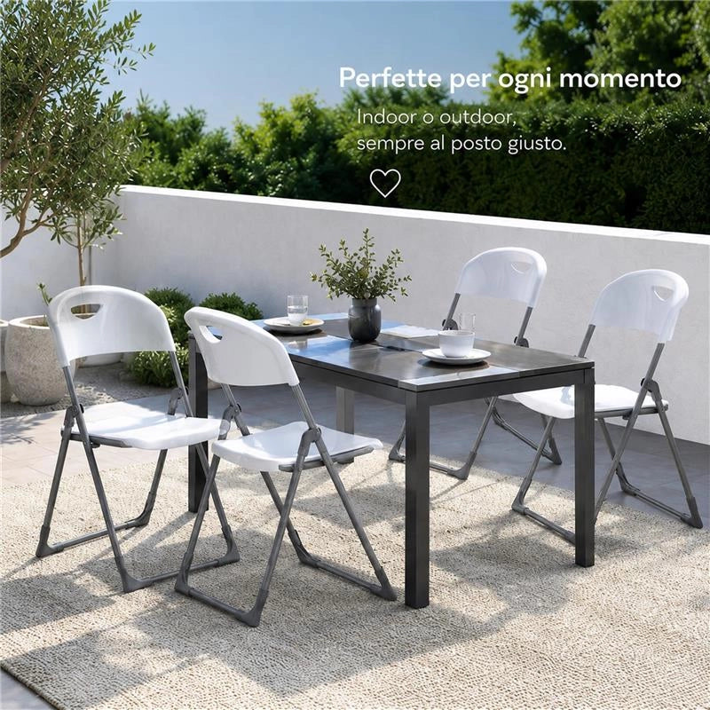MAURY'S SET 4 SEDIE PIEGHEVOLI IN POLIPROPILENE COLORE BIANCO - 83X48X41 CM