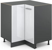 Mobile ad angolo cucina R-Line, Bianco lucido, 75.6 cm senza piano di lavoro, per la libera combinazione all'interno di sistemi cucina modulari