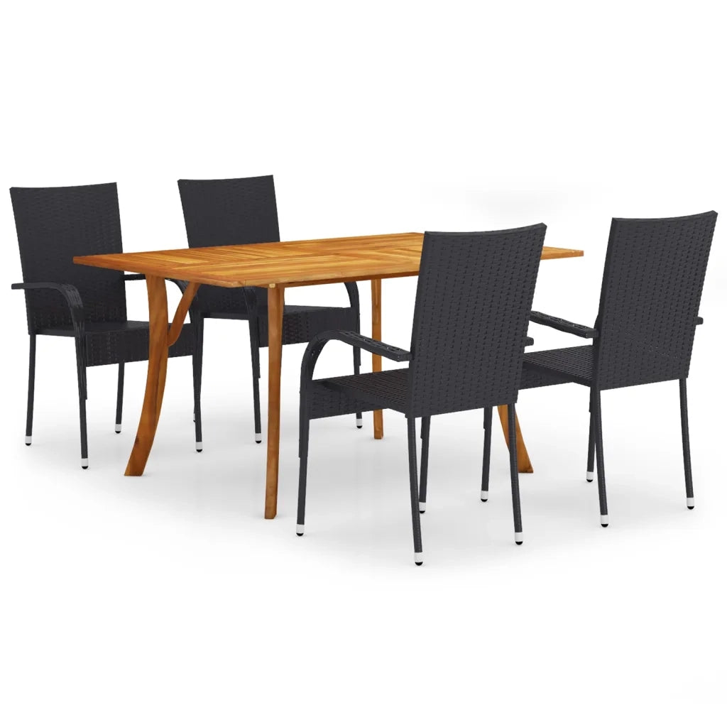 Set Mobili da Pranzo per Giardino 5 pz Nero 3072128
