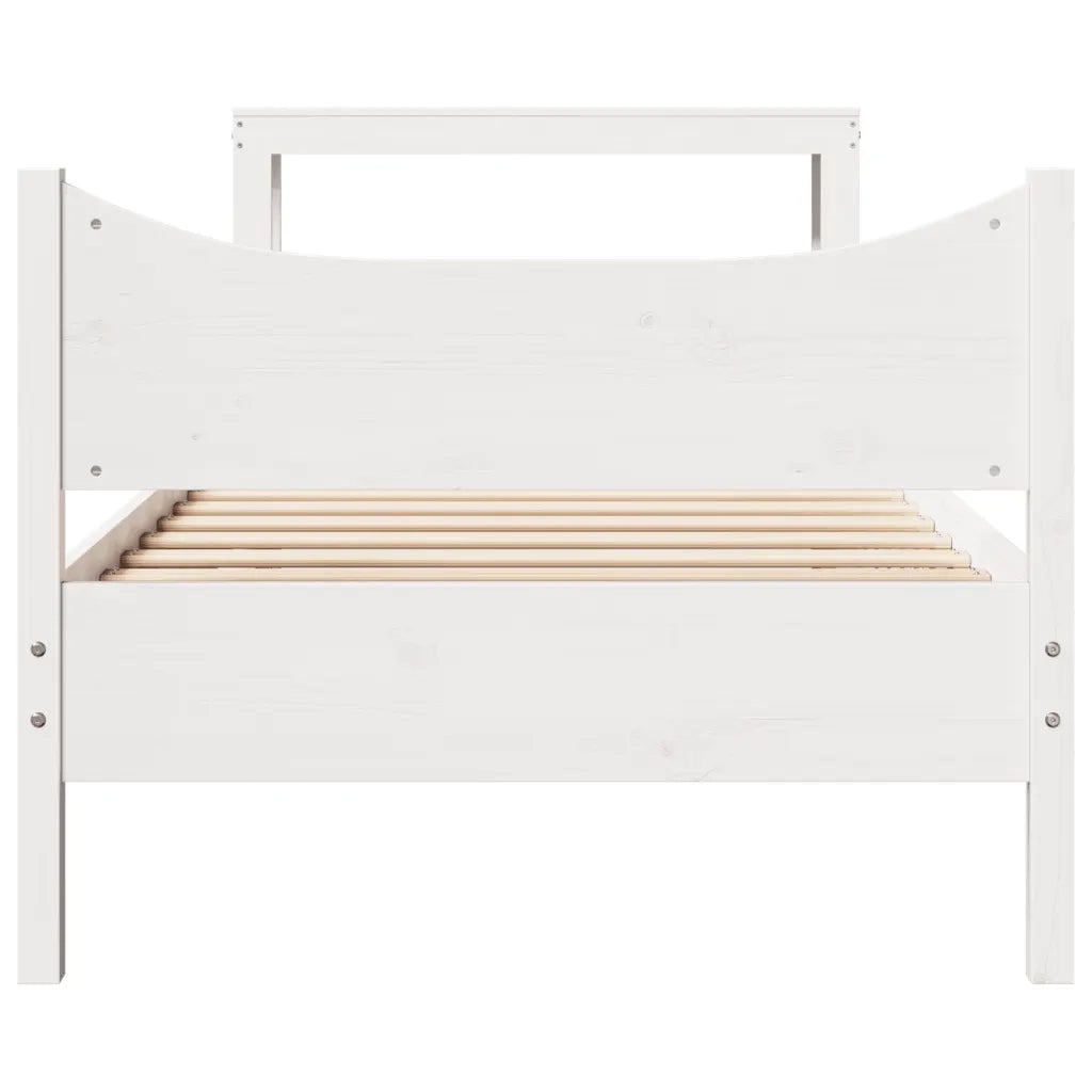 Giroletto con Testiera Bianco 75x190 cm Legno Massello di Pino 3306328