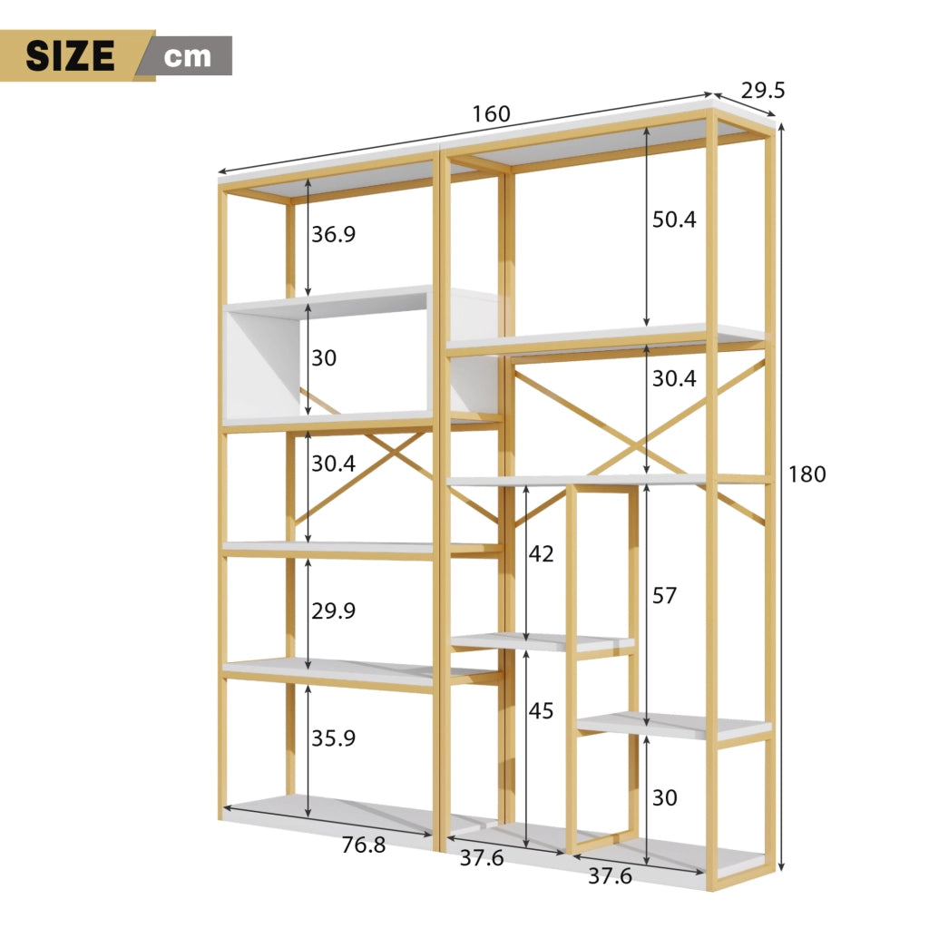 Libreria moderna 160x29,5x180 cm in MDF e metallo