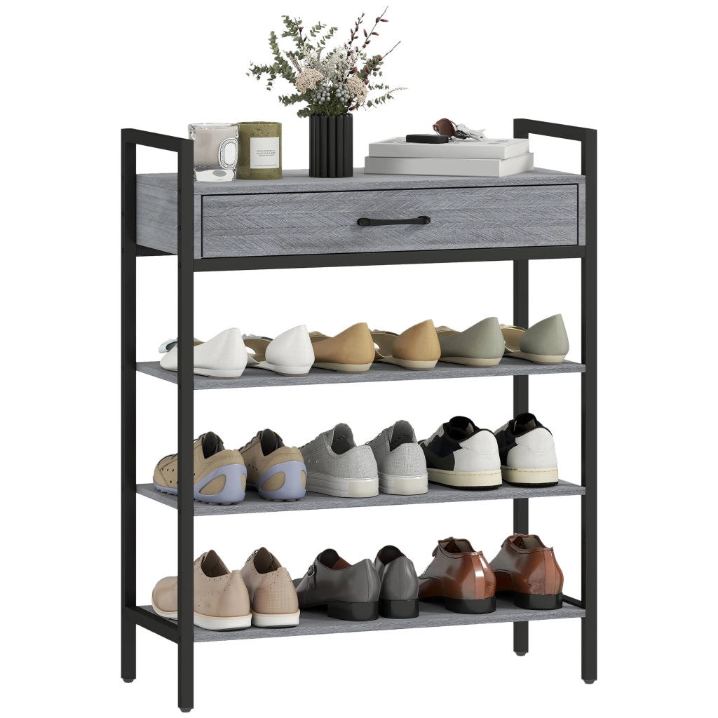 Scarpiera 4 Ripiani ¨C Zephmum ¨C Grigio Metallo 9 Paia