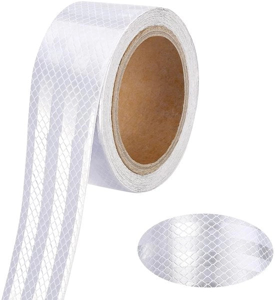 Tappetino Riflettente Autoadesivo - 10 m x 5 cm - Riflettente e Idrorepellente - Striscia di Sicurezza con Alta Visibilità - Adatto per Auto/Moto/Felce - Striscia Riflettente