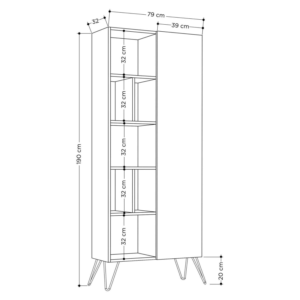 Biblioteca Lince, Libreria 4 Ripiani, 79x32x190h cm Beige
