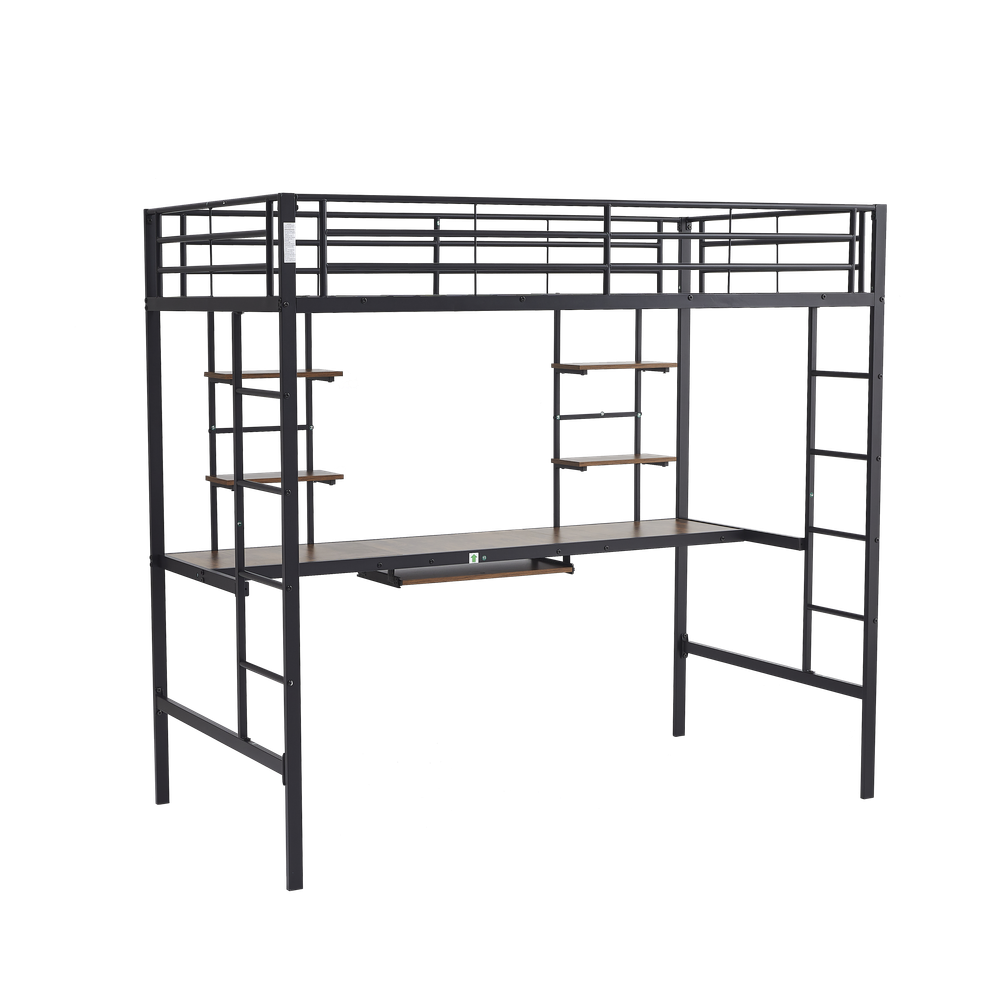 Letto metallico-Xylo-90x190 cm-compatto, multifunzione, per studenti, spazio ridotto