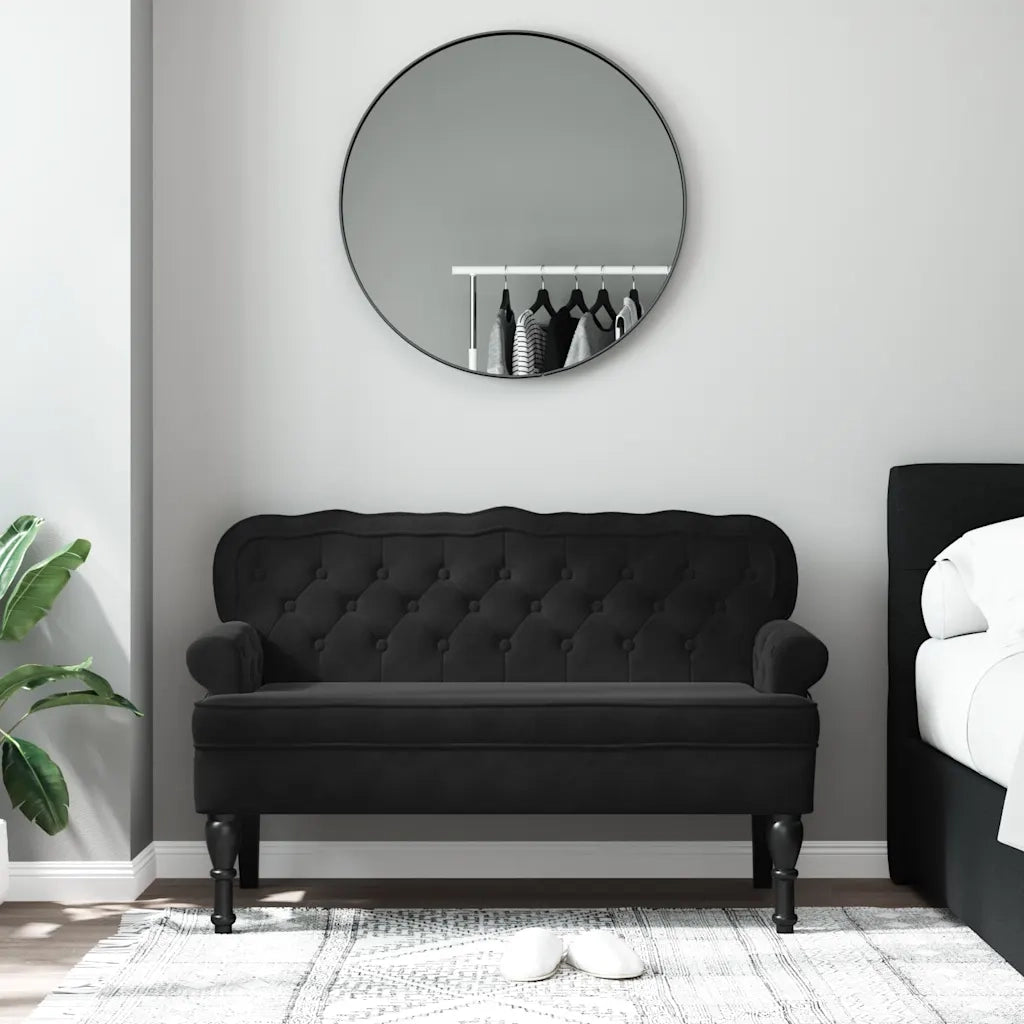 Panca con schienale nera 119,5x64,5x75 cm in velluto CFW8311113