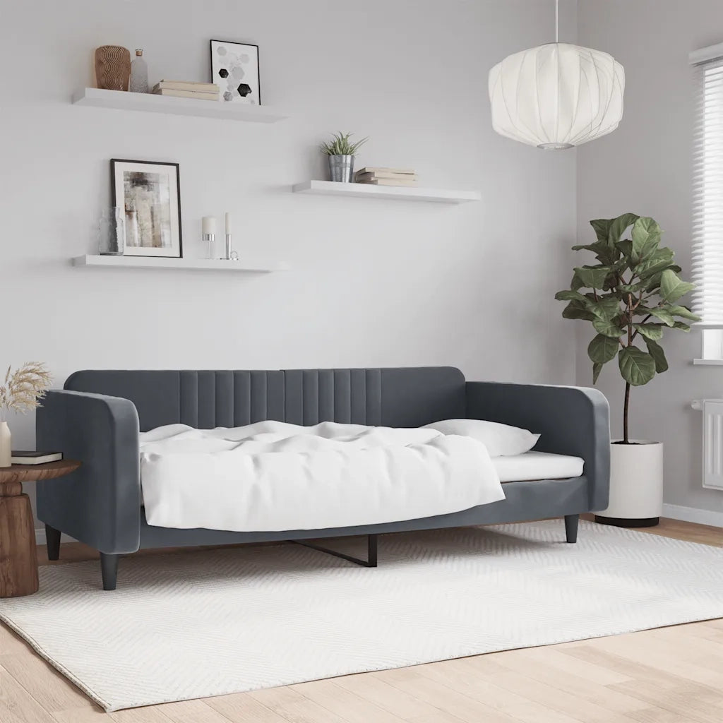Letto da Giorno Grigio Scuro 90x190 cm in Velluto
