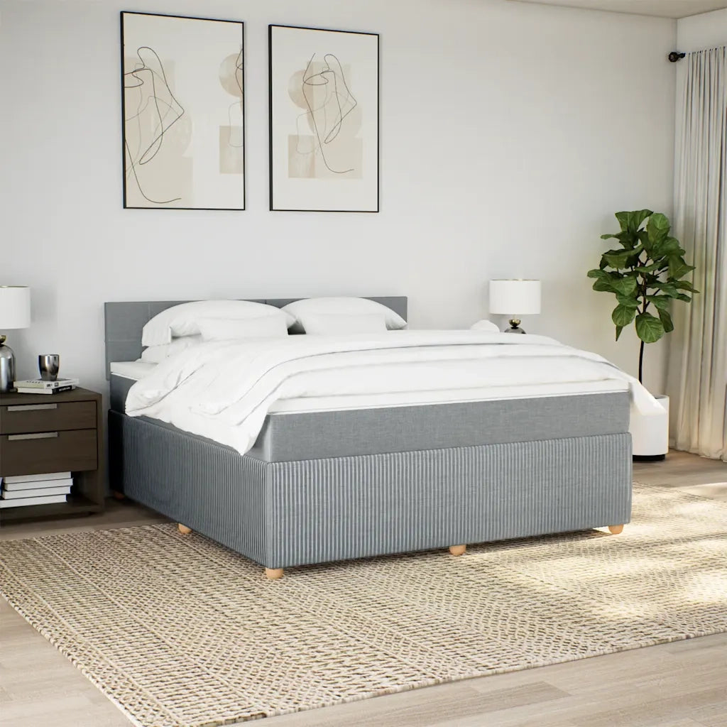 Giroletto a Molle con Materasso Grigio Chiaro180x200 cm Tessuto