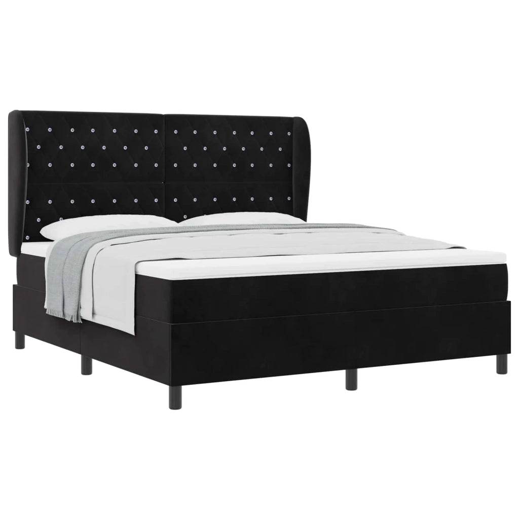 Letto a molle con materasso Nero 200 x 180 cm Velluto 3340888