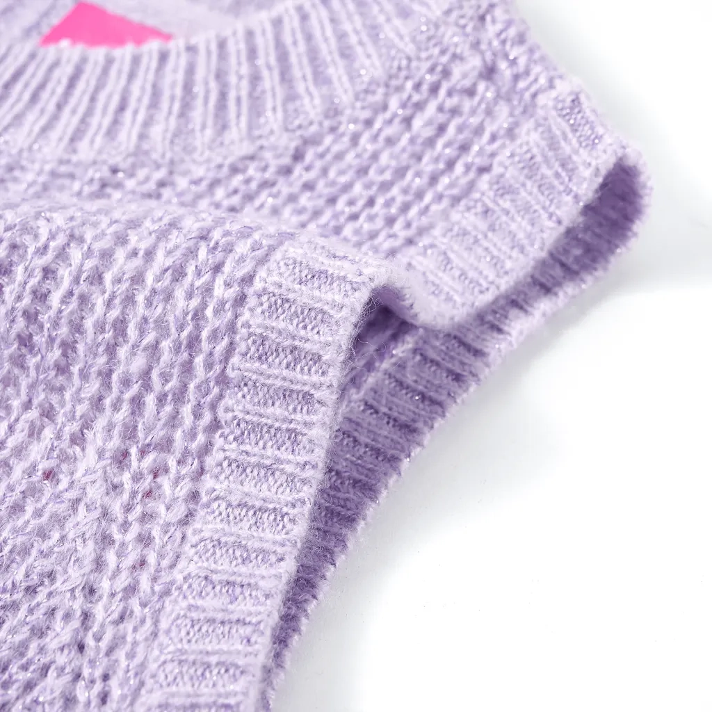 Gilet da Bambina Lavorato a Maglia Lilla Chiaro 128 14547