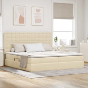Letto con contenitore LED e materasso Crema 200 x 200 cm