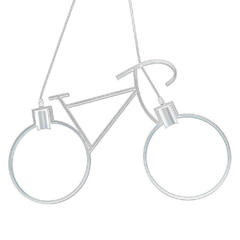 Trade Shop - Lampadario A Sospensione E27 Da Soffitto A Forma Di Bicicletta Lampada Bici A10 - Bianco