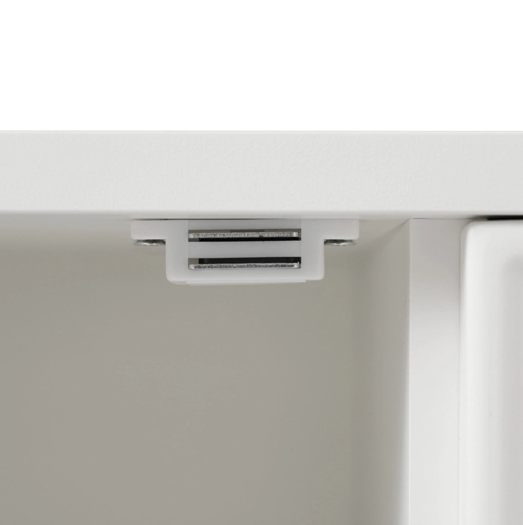 Credenza moderna con 2 ante e 3 cassetti; ripiano regolabile; 120x40x75 cm; bianco