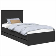 Letto singolo | Letto per adulti | Struttura del letto Nero 100 x 200 cm Legno Ingegnerizzato