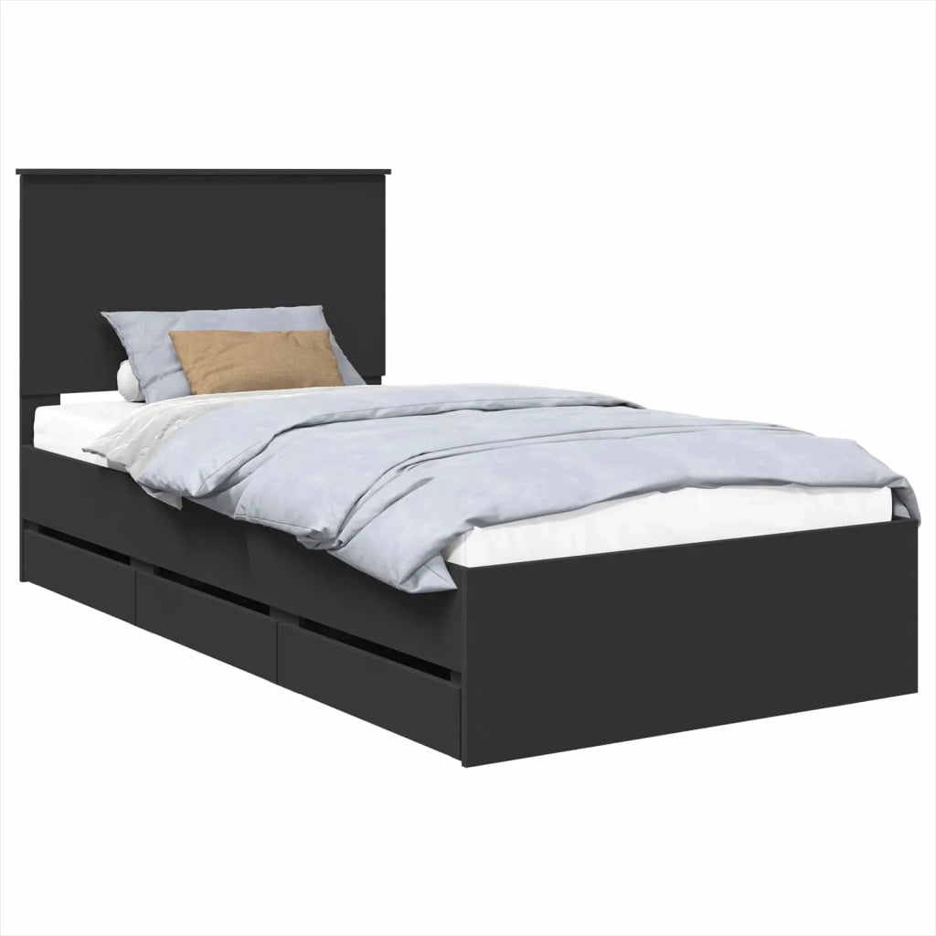 Letto singolo | Letto per adulti | Struttura del letto Nero 100 x 200 cm Legno Ingegnerizzato