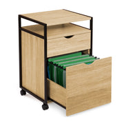 IDMarket - Cassettiera da ufficio scrivania, mobiletto con ruote con supporto per stampante e 2 cassetti, design industriale DETROIT