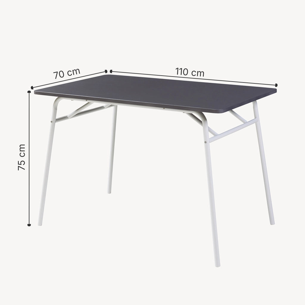 Set da Pranzo Omso Tavolo 110x70 cm e 4 Sedie Imbottite Rivestite in Similpelle - Grigio / Bianco [en.casa]