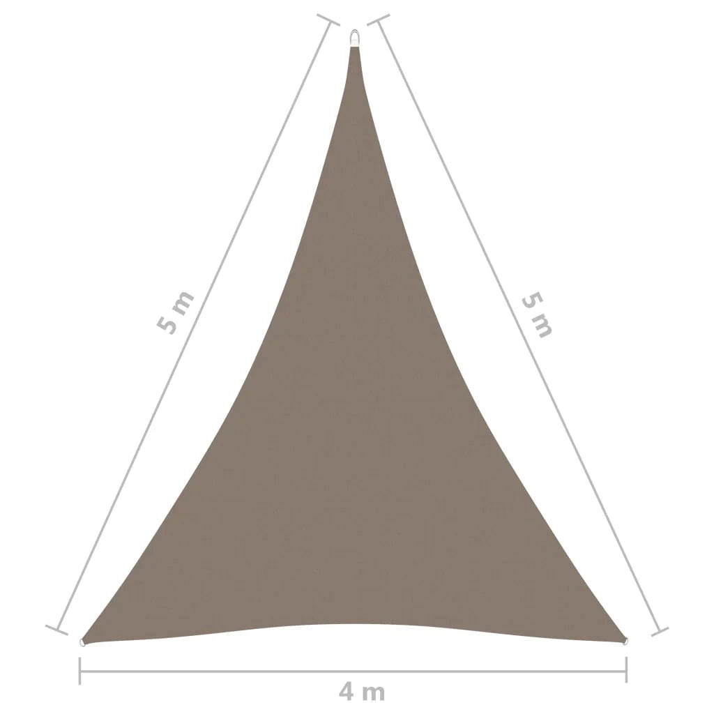 Vela ombreggiante triangolare in tessuto Oxford 4 x 5 x 5 m tortora 02_0009894