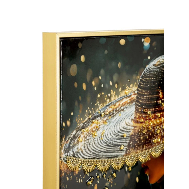 Stampa Decorata Su Tela Laccata Con Cornice Illumy -b- cm 62x3,5x92