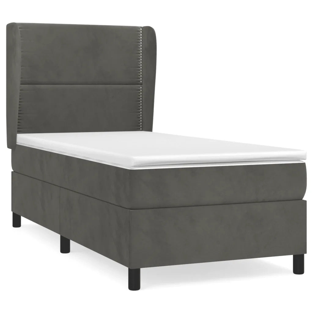 Giroletto a Molle con Materasso Grigio Scuro 90x190 cm Velluto 3129124