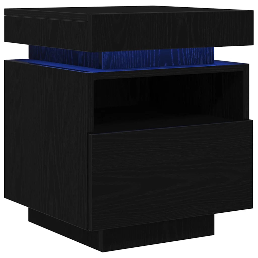 Set di 2 Comodini | Armadio da Notte | Mobiletto da notte Rovere Nero 40 x 39 x 48,5 cm