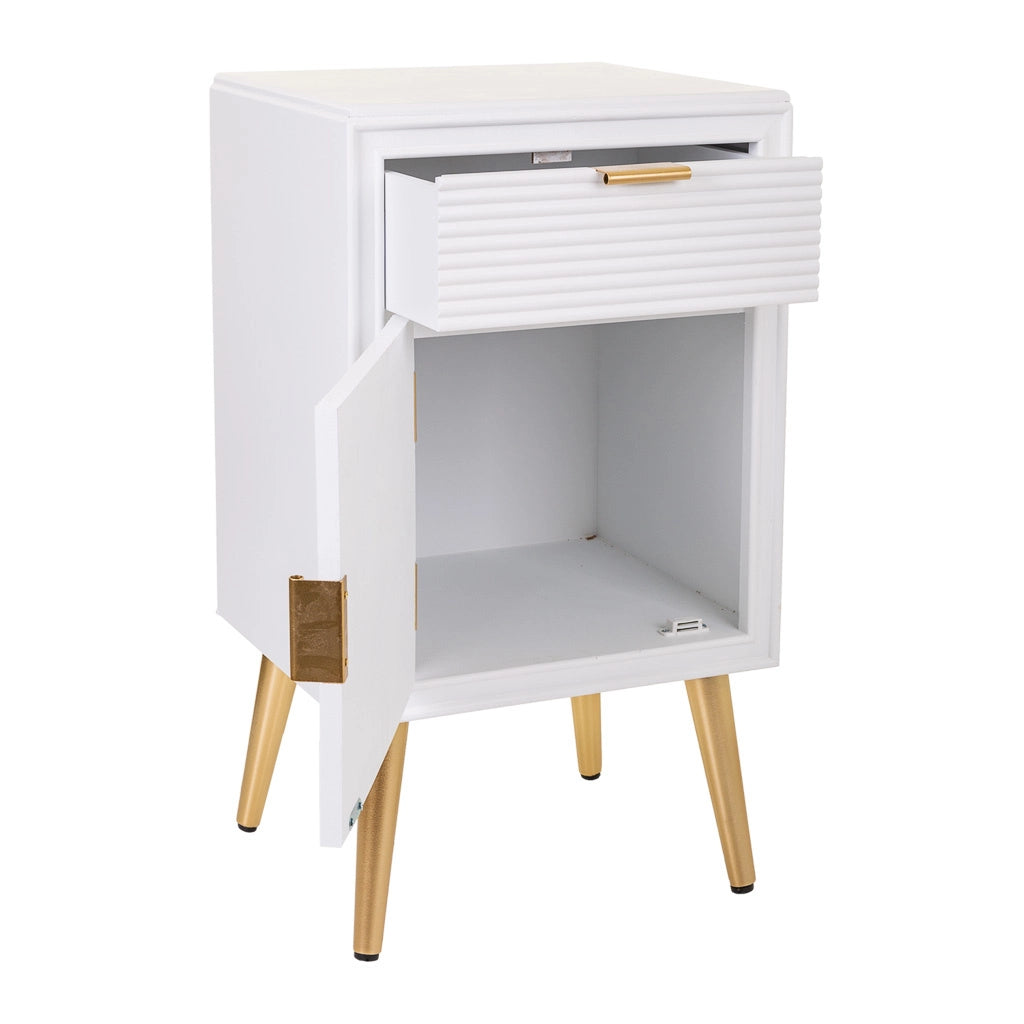 Comodino in legno bianco 39,5x36x70,5