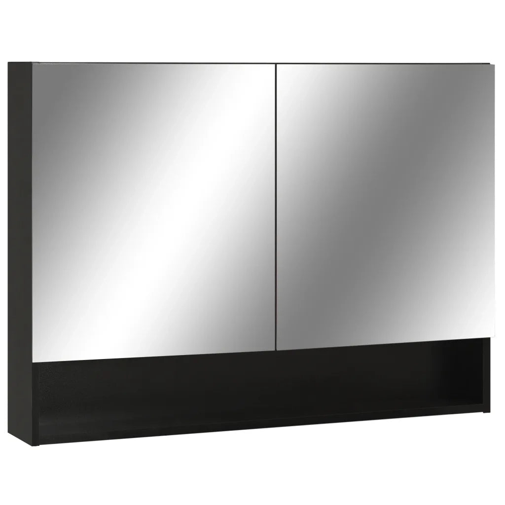 Armadietto a Specchio con LED-Mobiletto a specchio Nero 80x15x60 cm in MDF