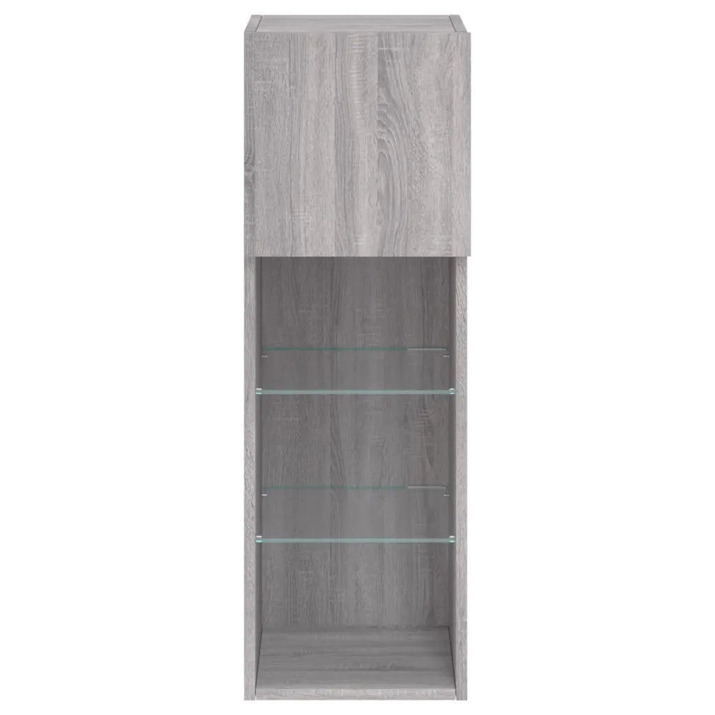 Mobile TV con Luci LED-Credenza per TV Grigio Sonoma 30,5x30x90 cm