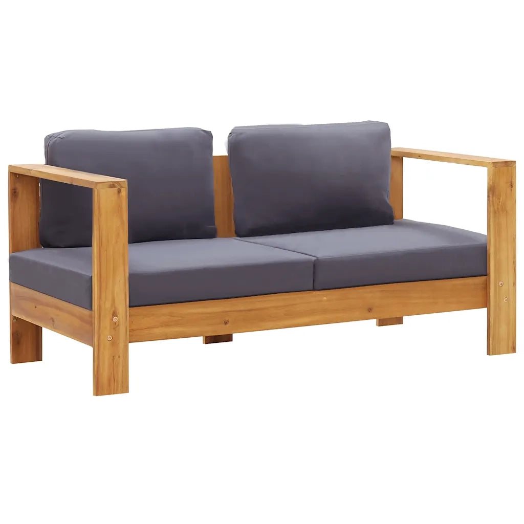 Panca da Giardino con Cuscini 140 cm in Legno di Acacia Grigio cod mxl 68646