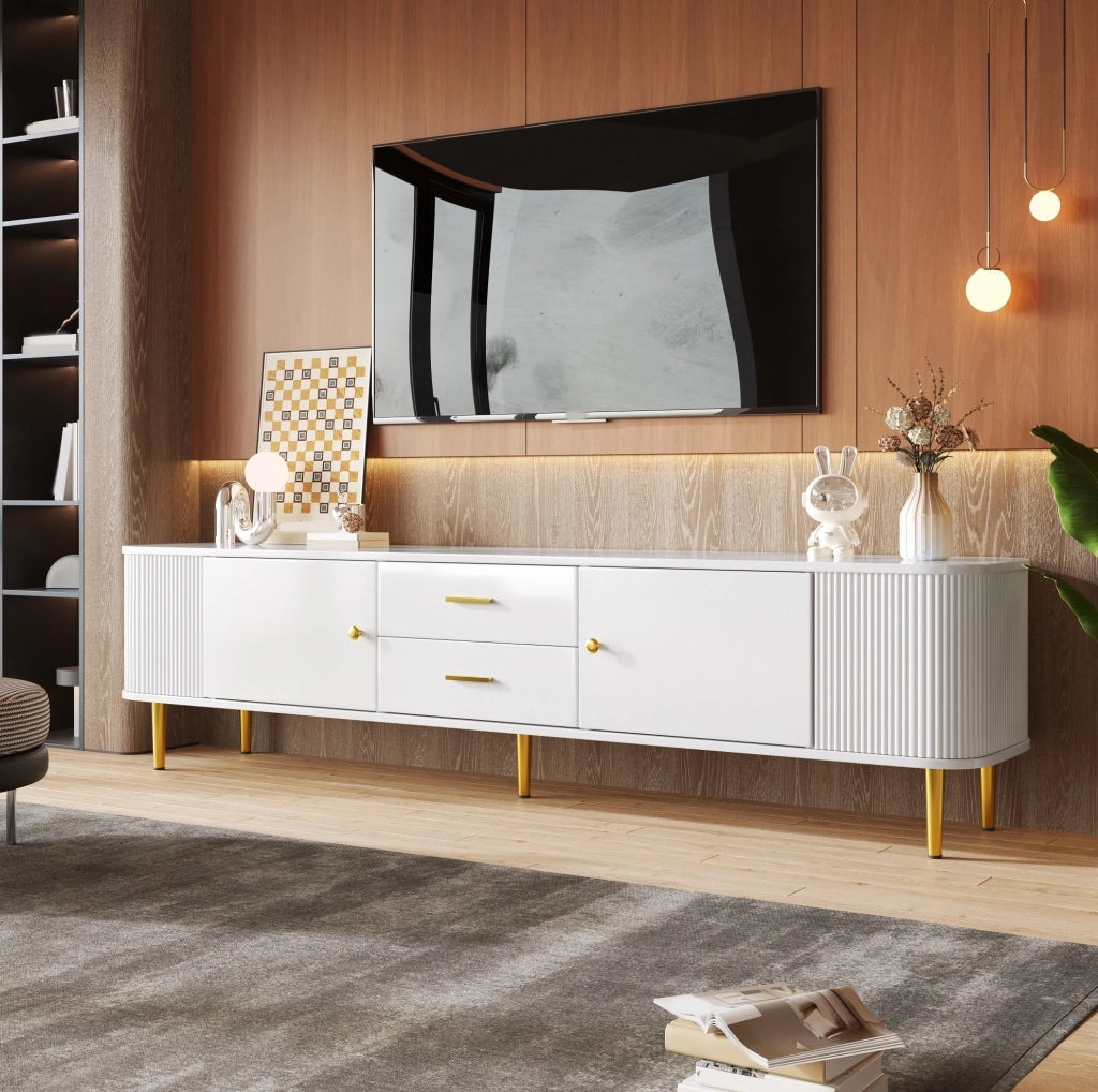 Mobile TV moderno bianco in MDF con 2 cassetti e 2 ante