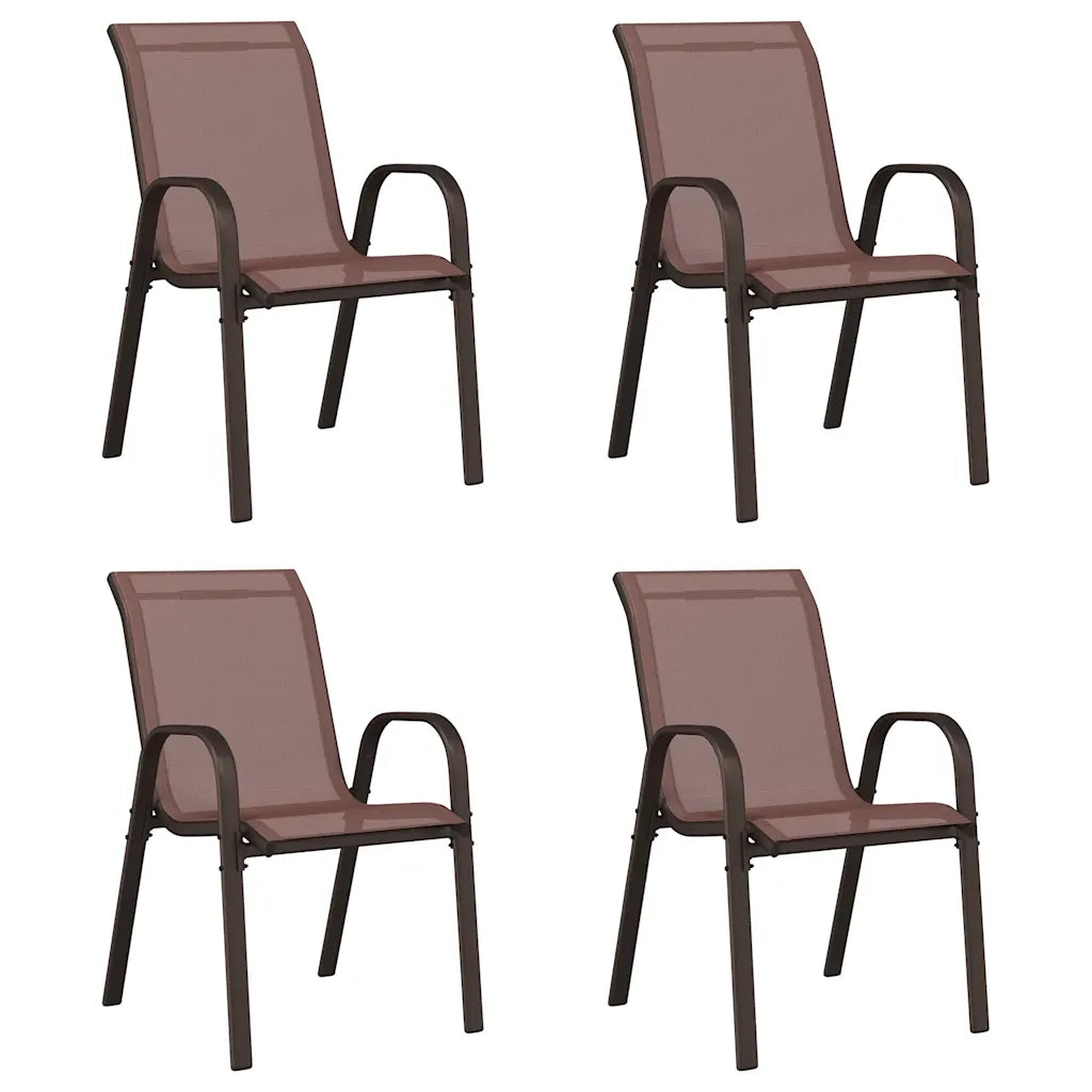 Sedie da Giardino Impilabili 4 pz in Tessuto Textilene Marrone