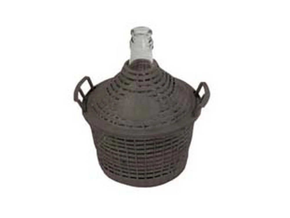 1pz damigiana a bocca stretta in vetro vestita - lt.25 - bocca ø mm.41 cod:ferx.fer150002