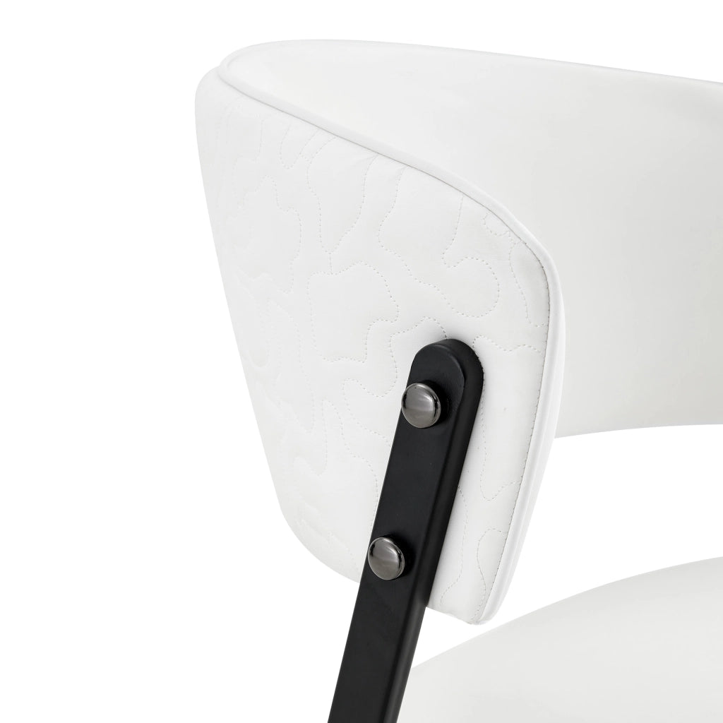 Set di sedie da pranzo a 2 posti in PU bianco con schienale curvo e piedini antiscivolo 74 × 53,5 × 51 cm
