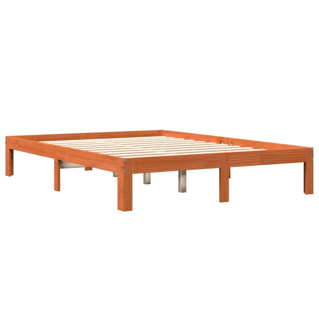 Letto senza Materasso Marrone Cera 140x190 cm in Legno di Pino 844167