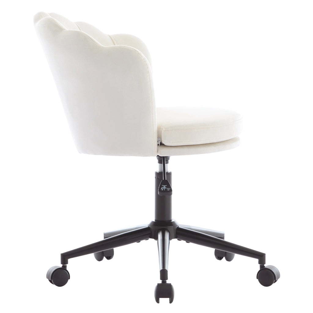 Sedia da ufficio girevole - con altezza regolabile e supporto lombare - in velluto beige